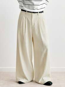TOKVUE Men's Casual Everyday Commute Minimalist Versatile Loose Wide-Leg Pants In Beige Wide Leg - Beige - View 4