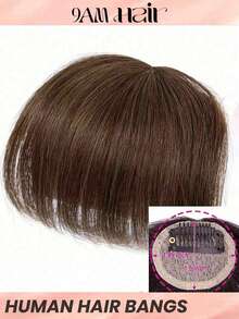 Bigger Size Human Hair Air Bangs Dark Brown Color Bangs Clip In Hair Extensions Beginner Friendly - S2 - View 1