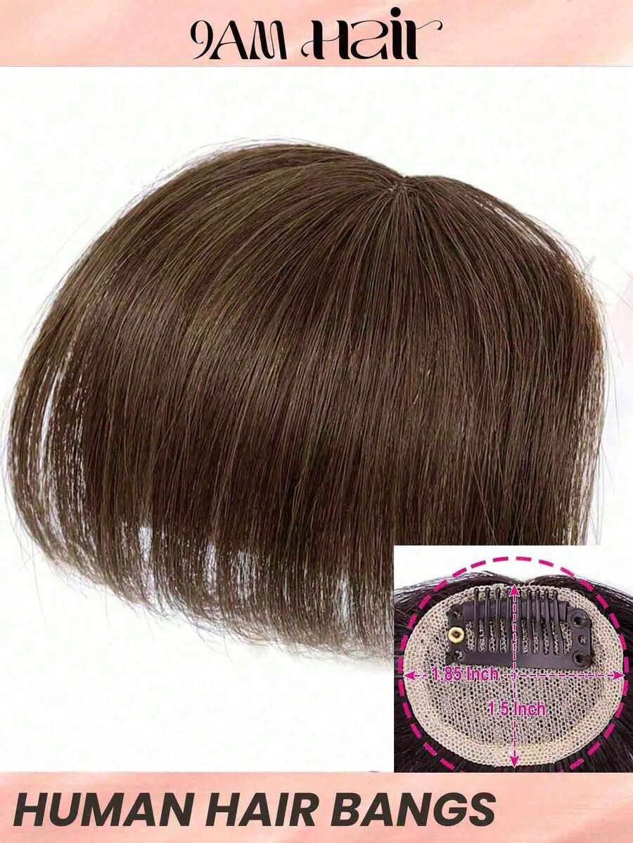 Bigger Size Human Hair Air Bangs Dark Brown Color Bangs Clip In Hair Extensions Beginner Friendly - S2 - View 1