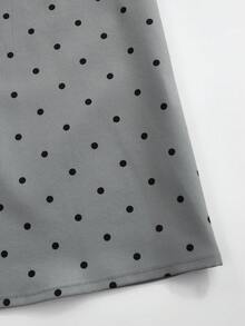 SHEIN Franclia 女士常规短款连衣裙，梭织波点面料，系带领口，A字廓形，时尚度假及休闲通勤之选。 - 彩色 - 查看 6