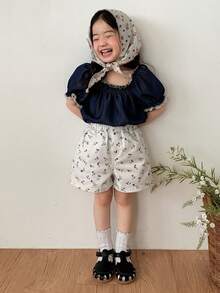DAZY Quần jean in hoa toàn thân cho bé gái sơ sinh/trẻ nhỏ, kiểu dáng thường ngày, thích hợp cho mùa xuân/hè. - trắng - Xem 5