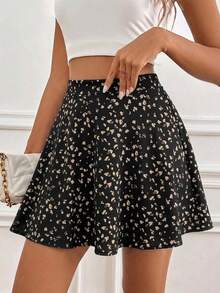 SHEIN Frenchy Váy quần cạp cao họa tiết hoa nhí có túi, kiểu dáng thường ngày, dành cho nữ, thích hợp mặc mùa hè. - Nhiều màu - Xem 4