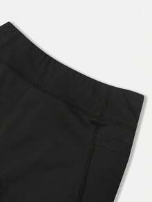 SHEIN 青少年女孩黑色运动短裤 – 侧边口袋，高弹舒适面料，适合骑行、慢跑、瑜伽和各种训练活动 - 黑色 - 查看 8