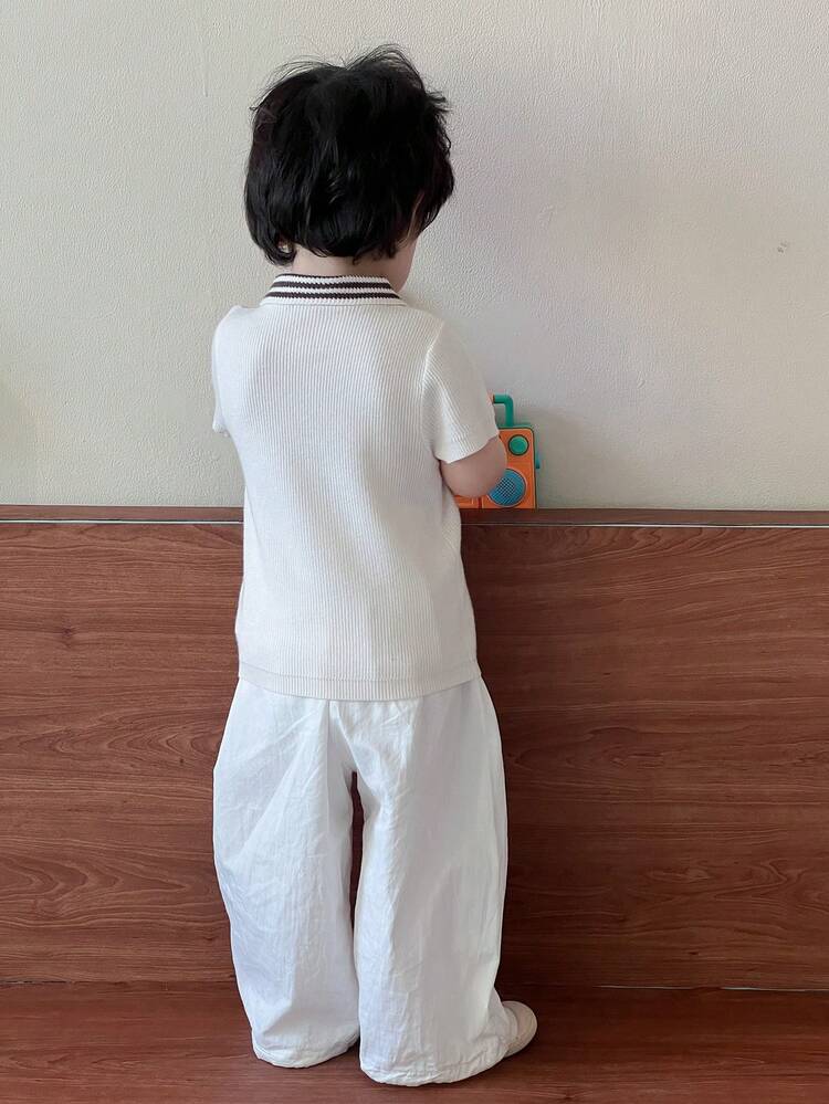 Toddler Boys' Knit Color Block Short Sleeve Top