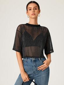 SHEIN BASICS Áo nữ - màu đen - Xem 2