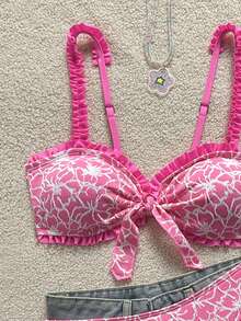 Swim Mod Bộ 2 món đồ bơi cho bé gái, gồm áo tankini xếp ly viền hoa và quần tam giác viền bèo nhún. - Nhiều màu - Xem 7