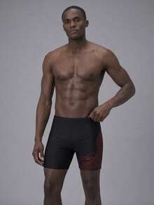 Surfspeed Bañadores casuales con cintura elástica y rayas de letras para hombres - Negro - Ver 1