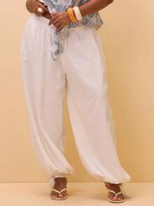 MUSERA Pantalon grande taille - Blanc - Voir 2