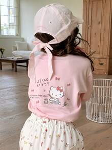Dazy Kids HELLO KITTY | DAZY 口號印花圓領短袖休閒T恤 夏季款 - 粉色 - 查看 1