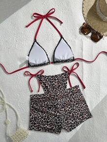 Bonvoyette 3pcs Sexy Bikini Set, Beachwear Beach Vacation Swimwear White Summer - Multicolor - View 5
