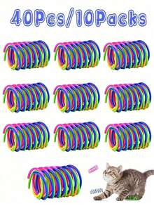 4/8/12/16/20/24/28/32/40PCS Colorful Spring Cat Toys For Indoor Play - Interactive Creative Cat Toy To Kill Time And Keep Fit, Sturdy Heavy Plastic Spring Swat Bite Hunt Kitten Toys For Fun Exercise - Multicolor - View 12