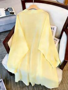 Resyla Women's New Lightweight Chiffon Loose, Mid-Length Blouse Top, Plus Size Fall - Yellow - View 2