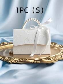 10PCS Faux Pearl Decorated Gift Boxes With Handle - Exquisite White Embossed Floral Mini Packaging Bags For Valentine's Day, Wedding, Halloween, Christmas, Mother's Day, Perfect As Candy Boxes, Small Gift Bags, Wedding Favors, Party Decorations & Gift Sets - White - View 8