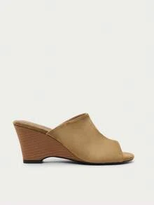 Nöista Giày sandal đế xuồng cao gót dành cho nữ - Màu Khaki - Xem 1