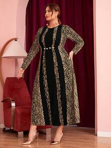 Mulvari Đầm Plus Size Báo Thanh lịch - màu đen - Xem 6