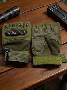 1 Pair Men's Half-Finger Tactical Gloves: Perfect For Outdoor Sports, Hunting, Airsoft, And Motorcycle Riding. - Multicolor - View 2