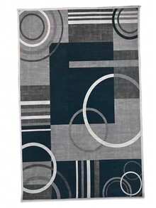 1PC Washable Carpet, Modern Geometric Pattern, Suitable For Living Room, Bedroom, Office, Striped & Circular Design, Contemporary Distressed Style, Low Pile, Neutral Soft, Patchwork Square Pattern, - multicolor - View 14