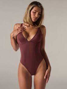 SHEIN BAE 2 Packs Women Solid Color Sleeveless Seamless Bodysuits - Multicolor - View 6