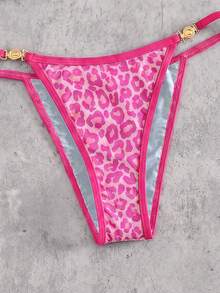 Swim SXY Bộ bikini hai mảnh gợi cảm dành cho nữ, kiểu tam giác nhỏ, xếp ly bên hông, dây đeo kim loại, thích hợp cho kỳ nghỉ biển. - Hồng - Xem 7
