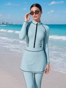 Veilorie 女士沙滩布基尼套装 - 綠色 - 查看 5