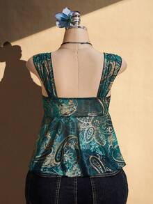 SHEIN ICON Blusa de tirantes de talla grande con estampado de paisley para vacaciones - Multicolor - Ver 2
