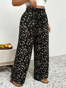 SHEIN Frenchy Quần dài nữ cỡ lớn, kiểu dáng thường ngày, họa tiết da báo, thích hợp cho kỳ nghỉ, mùa hè, có túi. - Nhiều màu - Xem 6