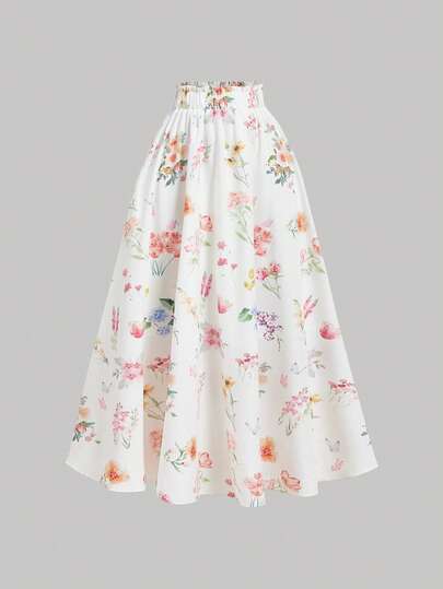 SHEIN MOD Women's High Waist Floral Print A-Line Maxi Skirt , Floral Skirt, Summer Women, Concert, Romantic, Elegant, Party, Festival, Retro, Tea Party, Floral Skirt,Cottagecore,Summer Vacation,Holidays, Tea Parties, Birthday Occasions,Country,Chic Evening ,Beach Fashion,Floral Skirt, Peasant,Tea Party,Picnic ,Brunch,Summer ,Boho Skirts For Women