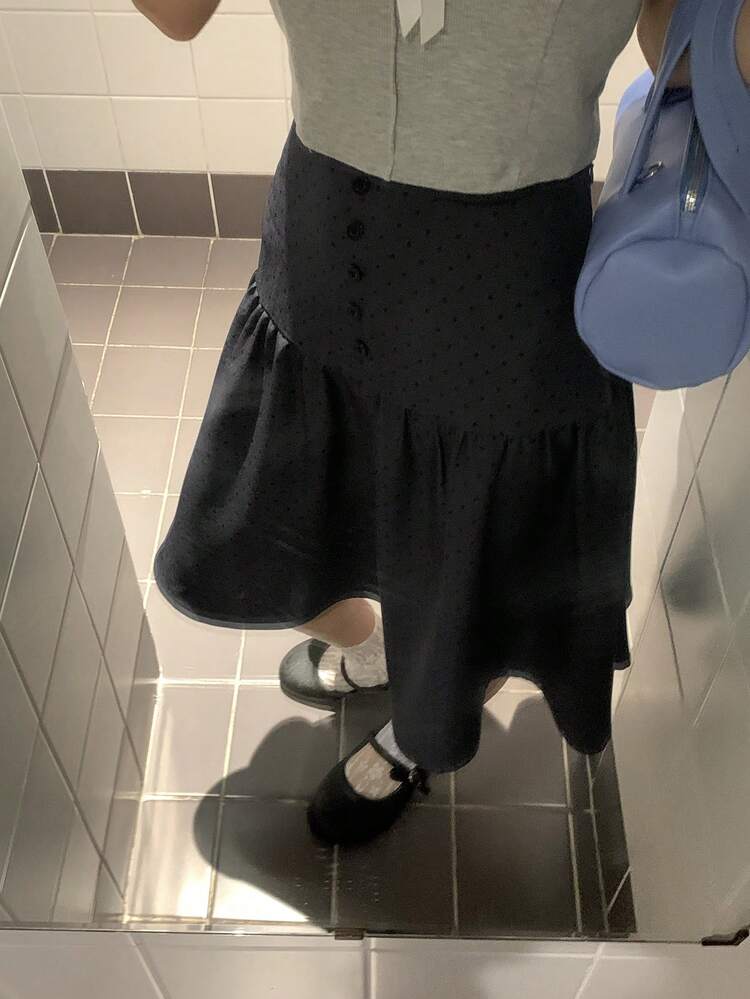Women's Polka Dot Casual Pleated A-Line Skirt