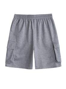 Manfinity Homme Quần short cargo nam màu đen kiểu dáng thời trang, thích hợp cho mùa xuân/hè. - Xám - Xem 2