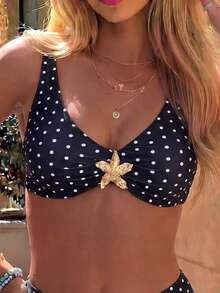 Swim Mod Springbreak New Fashion Leopard Print Thick Strap Metal Decor Twist Back Bikini Set For Women - Multicolor - View 3