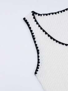 Franclia Women's All-Match Minimalist Versatile V-Neck Crochet Design Sleeveless Cardigan Knit Top, Suitable For Commuting - White - View 6