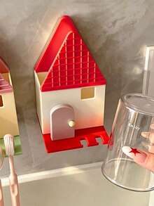 Joivida 1个/2个可爱小屋造型创意牙刷收纳架，免打孔壁挂式设计，安装简便，不伤墙面。设有分隔收纳空间，方便存放洗漱用品，通风排水设计，保持物品防潮干燥，完美搭配各种浴室风格。 - 彩色 - 查看 7