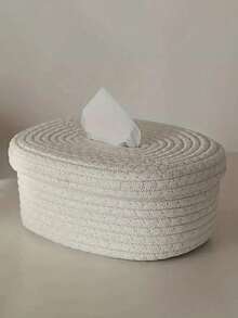 SHEIN One Rope Tissue Box, A Small Storage Box, An Oval Wet Wipe Box, A Mask Box And A Storage Basket Are Suitable For Bedrooms, Living Rooms, Dining Rooms And Offices - tissue box - View 7