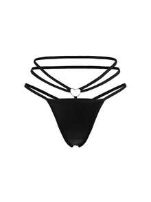 SHEIN Bộ đồ lót nữ bằng da khoét rỗng màu đen hiệu Trendsetter gồm 2 món. - màu đen - Xem 9