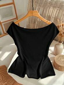 GlowEve CURVE Camiseta de talla grande con decoración de lazo de perlas falsas, adecuada para primavera, fiesta, carnaval - Negro - Ver 2