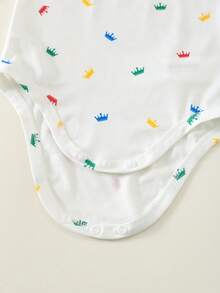 SHEIN Bộ 4 món áo liền quần tay ngắn kẻ sọc co giãn dễ thương cho bé trai/bé gái, áo bodysuit cơ bản, thích hợp cho mùa xuân/hè. - Nhiều màu - Xem 8