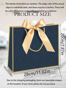 1 pieza/5 piezas Bolsas de regalo de papel blanco con asas, bolsas de kraft con estampado escénico y lazo para Halloween, Navidad, Acción de Gracias, Año Nuevo y fiestas - Talla única para todos - Ver 7