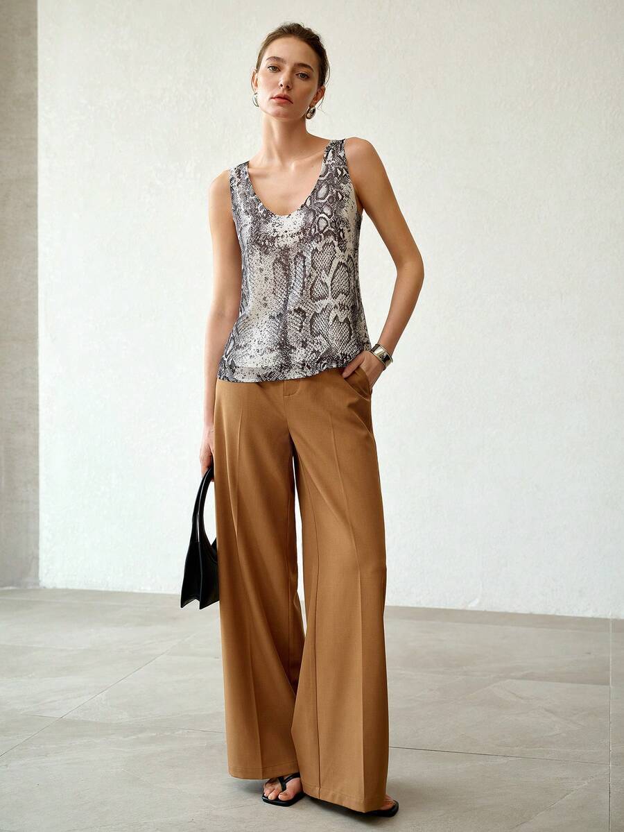 MOTF PREMIUM LIGHTWEIGHT SNAKE SKIN PRINT TANK TOP, ANIMAL PRINT, VINTAGE SEXY STYLE, SPRING/SUMMER GOING OUT GREY