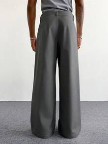 PAVTROS Pantalones anchos y sueltos de pierna ancha para hombre, pantalones versátiles y de moda de pierna ancha - Gris Oscuro - Ver 2