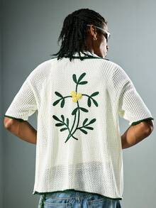 ROMWE MEN Street Life Sweater Rajut Motif Bunga Warna Kontras untuk Pria - MultiWarna - View 3