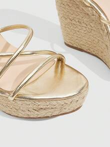 CUCCOO SZL Giày sandal cao gót nữ thời trang thường ngày, đa năng, gợi cảm, quai chéo, chất liệu rơm, chống thấm nước, thích hợp đi làm, hẹn hò, dự tiệc, lễ hội, đám cưới, du lịch. - Vàng - Xem 5