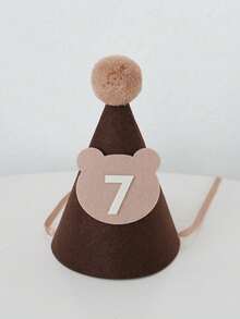 SHEIN 1 件 17cm * 12cm 可爱棕熊形状无纺布生日帽，派对帽装饰，发夹发饰，生日礼物，适合 1-9 岁 - 棕色 - 查看 13