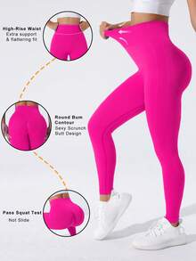 Sirith Quần legging thể thao co giãn cao liền mạch tập yoga cho nữ - Màu Hồng Tươi - Xem 4