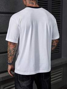 Men's Round Neck Letter Print Casual Versatile Daily Wear Short Sleeve T-Shirt - White - View 2