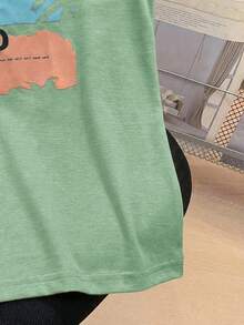 SHEIN Tween Boy Casual Vacation Style Palm Tree Pattern Sleeveless Loose Knit Tank Top, Suitable For Beach, Sports, Vacation, School - Mint Green - View 3