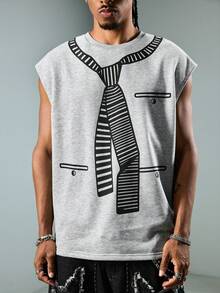 Street Life Men's Tie Print Crew Neck Casual Vest - Multicolor - View 5