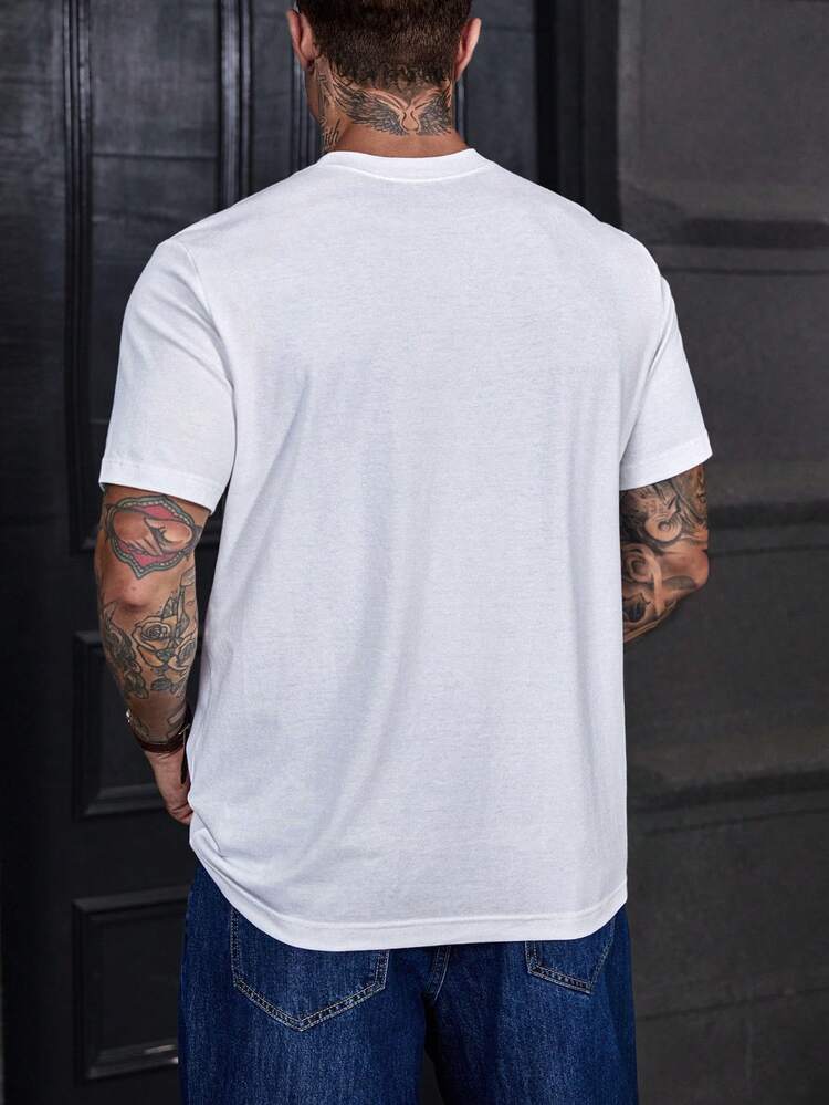 White Short Sleeve Letter Print T-Shirt For Men