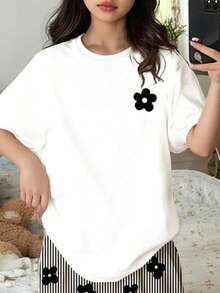 Bộ đồ ngủ nữ sinh tuổi teen phong cách retro mới năm 2026, màu đen trắng kẻ sọc, họa tiết hoa nhỏ, hoa graffiti, nữ tính, thoải mái, Y2K, Kawaii, thích hợp cho tiệc tùng, kiểu dáng tối giản, cổ tròn, tay ngắn, phù hợp cho mùa xuân và hè, ngọt ngào, dễ thương, ấm cúng, mang đến cảm giác nghỉ dưỡng, dễ chịu, Y2K, quần áo trẻ em gái, bộ đồ bé gái, quần áo trẻ em gái. - Nhiều màu - Xem 4