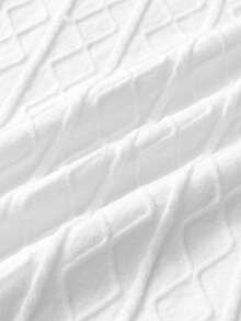 Officeau Men's Casual Solid Color Airplane Collar Diamond Pattern Short Sleeve Sweater, Spring/Summer - White - View 5