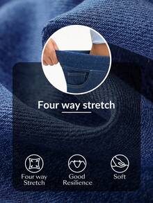 Rivivi Pantalones cortos vaqueros de talle alto de unicolor con bolsillos sesgados para uso casual diario en tallas grandes - Azul lavado oscuro - Ver 7